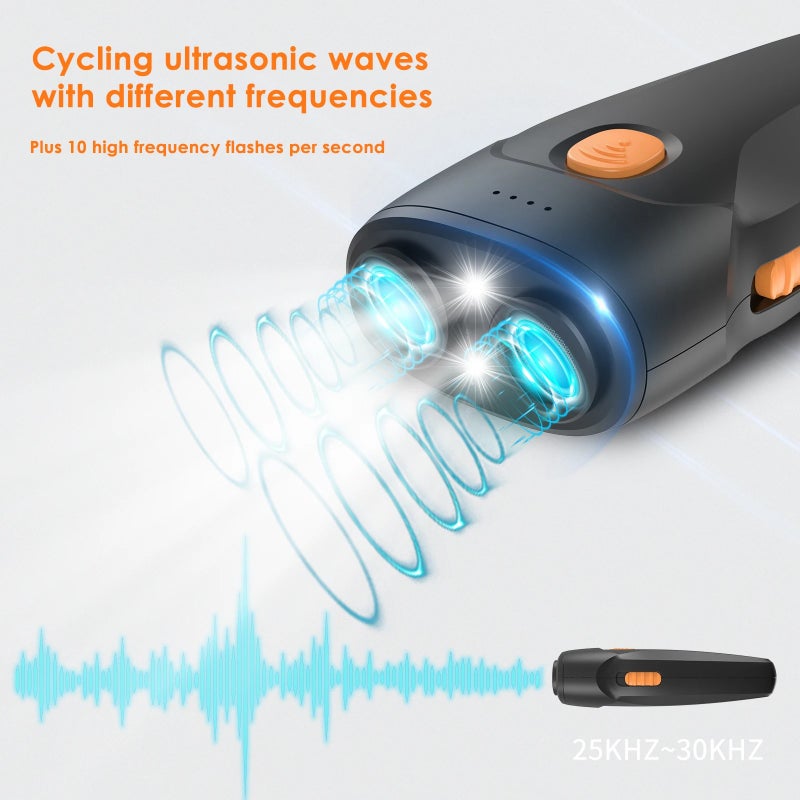 Bluejw Outdoor Self-Defense Electric Shock Dog Barking Control Ultrasonic Repeller with LED Flashlight - Handheld Rechargeable Dog Deterrent Training Device - Image 3